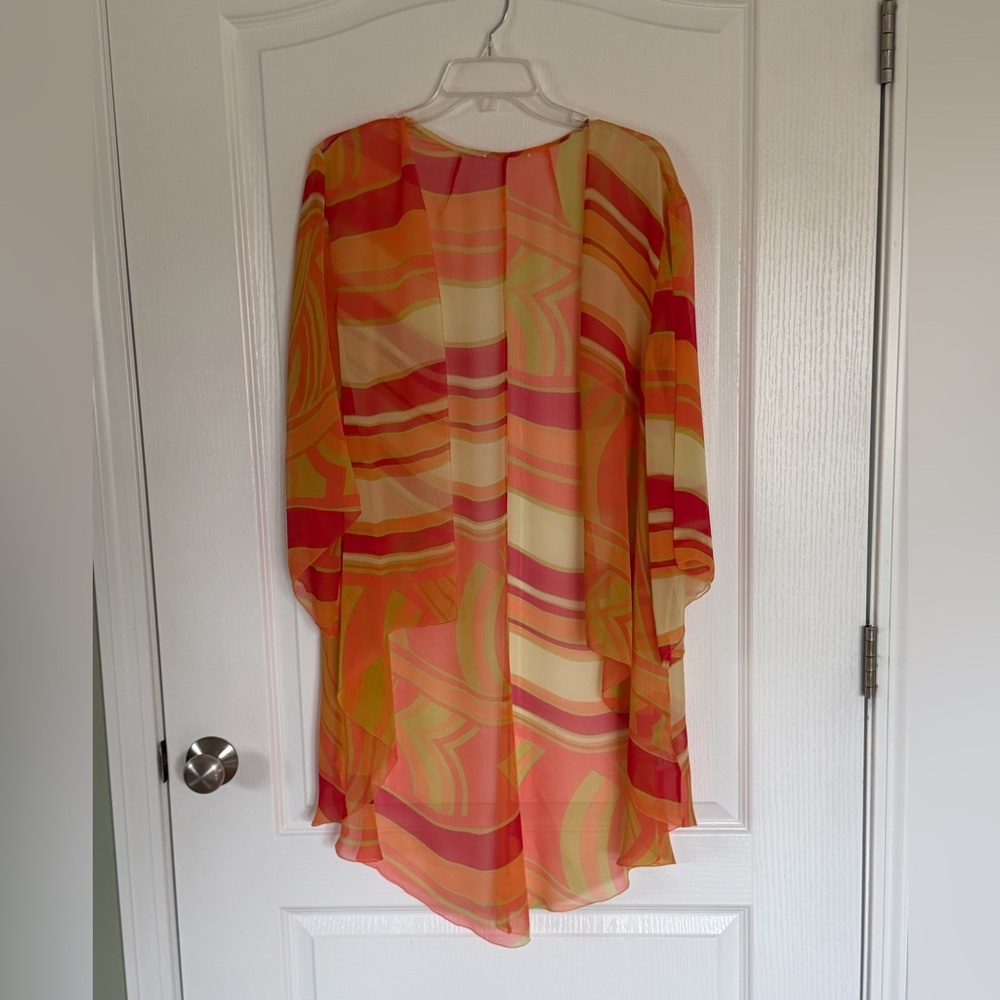 Upscale Talbots Stripe Kimono-style Cardigan/Duster/Cover-up, one size medium-xl